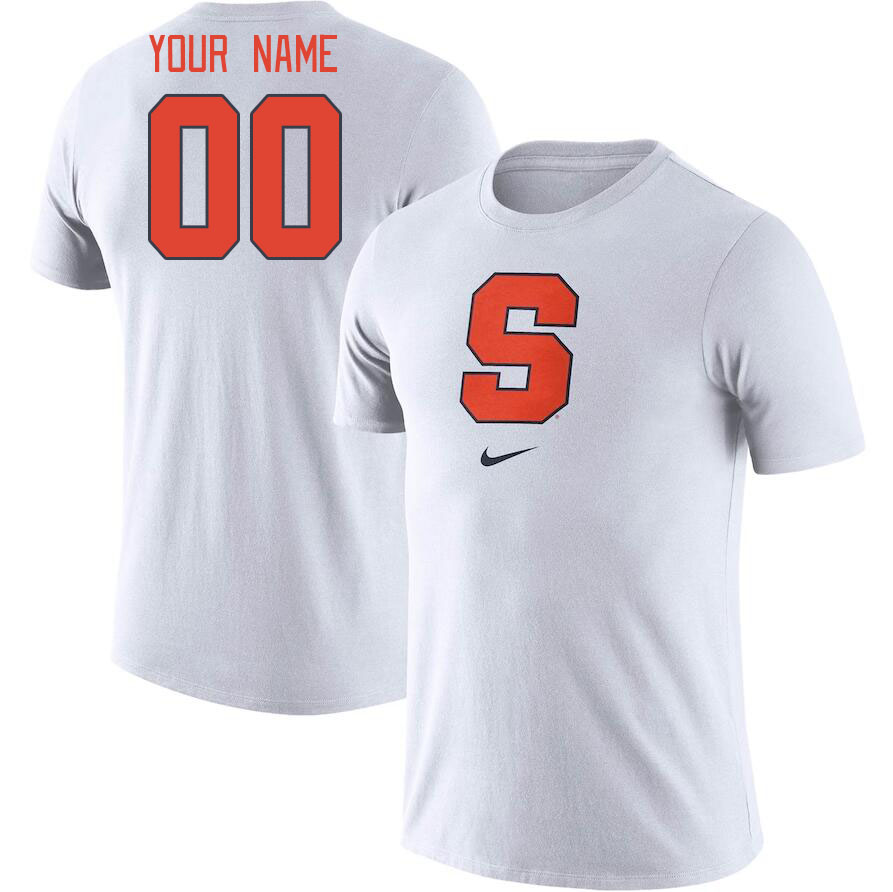 Custom Syracuse Orange Name And Number College Tshirt-White